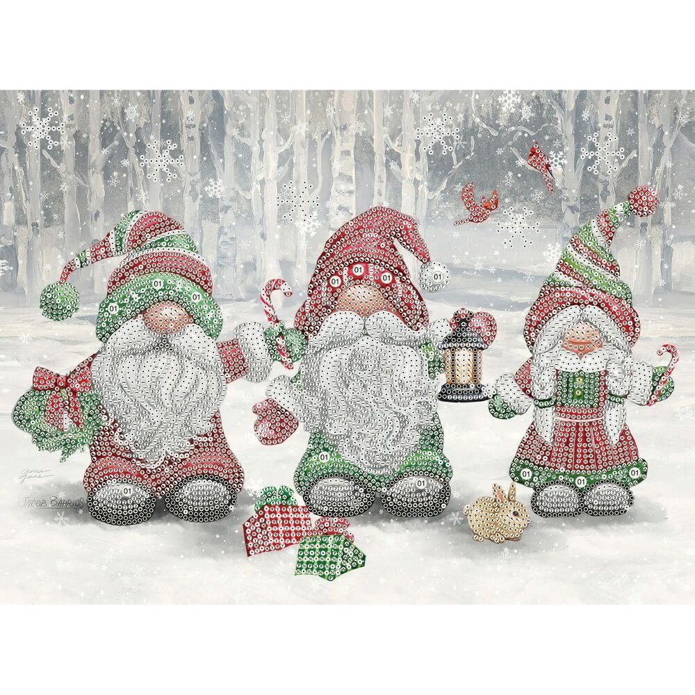 Diamond Dotz "Let's Celebrate" Gnomes Intermediate DD4394 Special Edition 18x14" - Picture 3 of 11